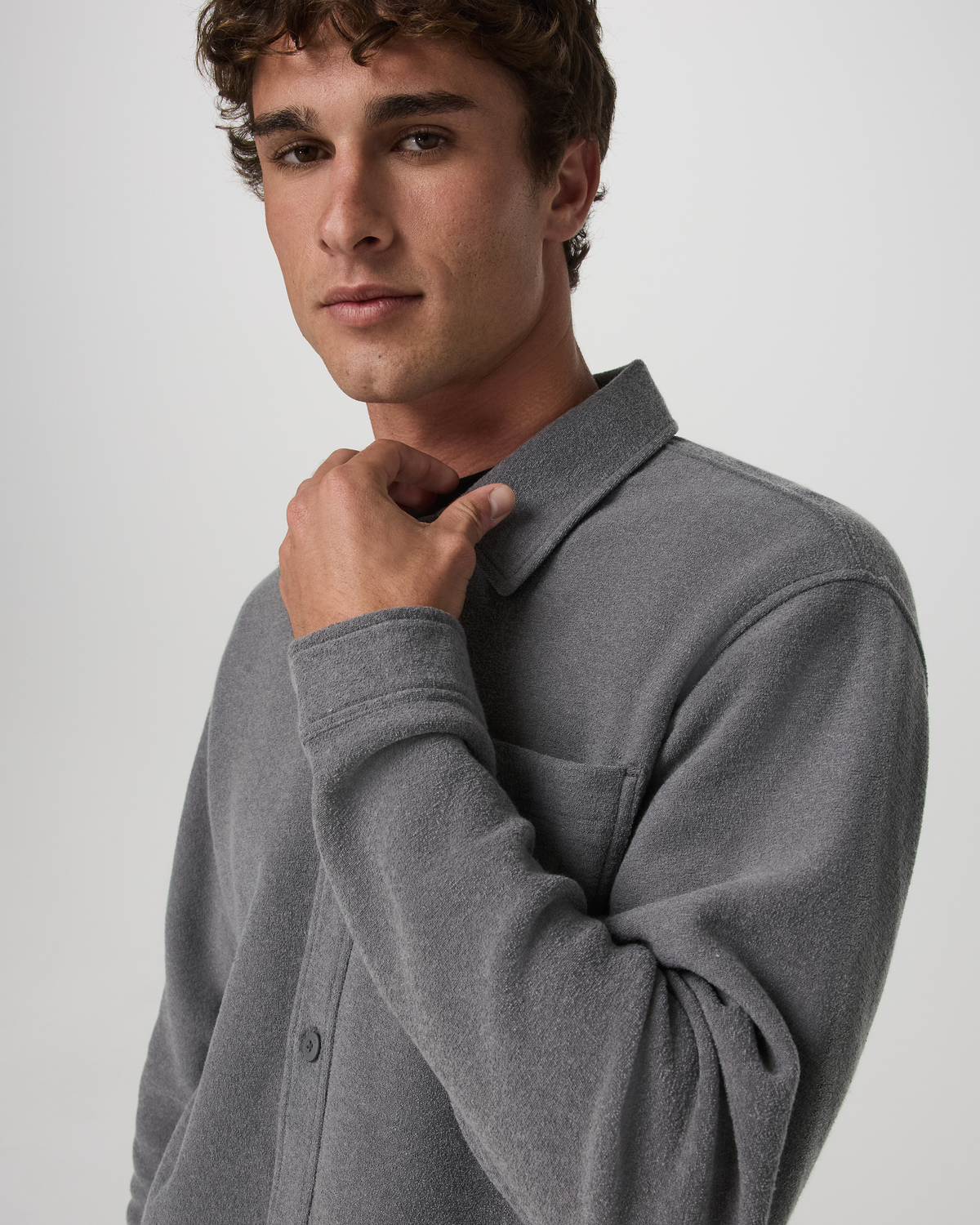 Vuori Beach Fleece Shirt Jacket Men's Pinecone Heather Jacket