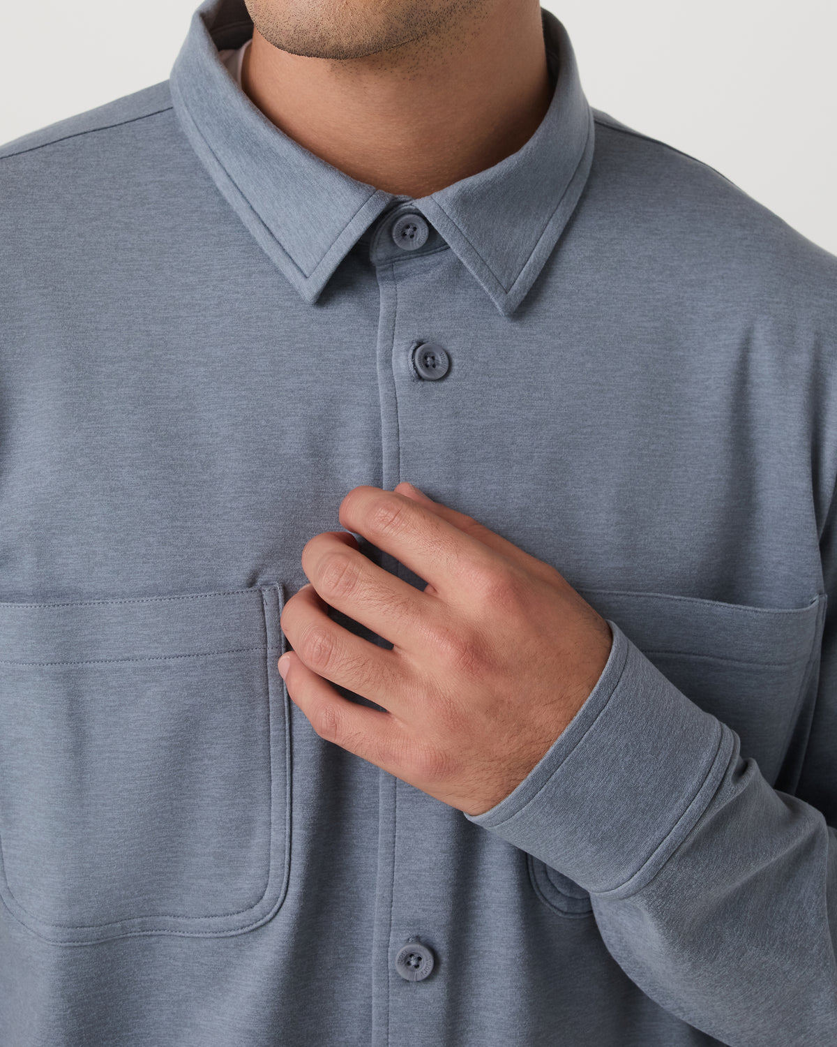Vuori Coronado Shirt Jacket Men's Slate Blue Heather Jacket