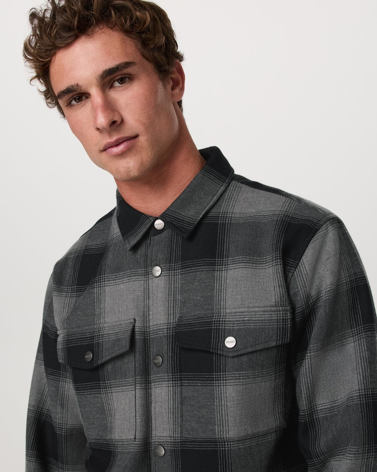 Vuori Range Shirt Jacket 2.0 Men's Dark Pewter Plaid Jacket