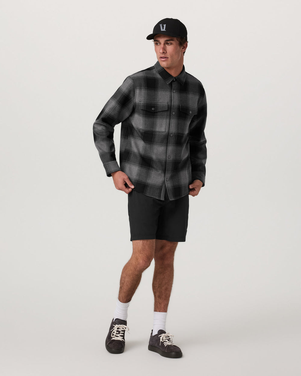 Vuori Range Shirt Jacket 2.0 Men's Dark Pewter Plaid Jacket