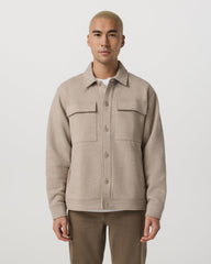 Vuori Seaside Shirt Jacket Men's Acorn Heather Fleece Jacket