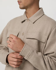 Vuori Seaside Shirt Jacket Men's Acorn Heather Fleece Jacket