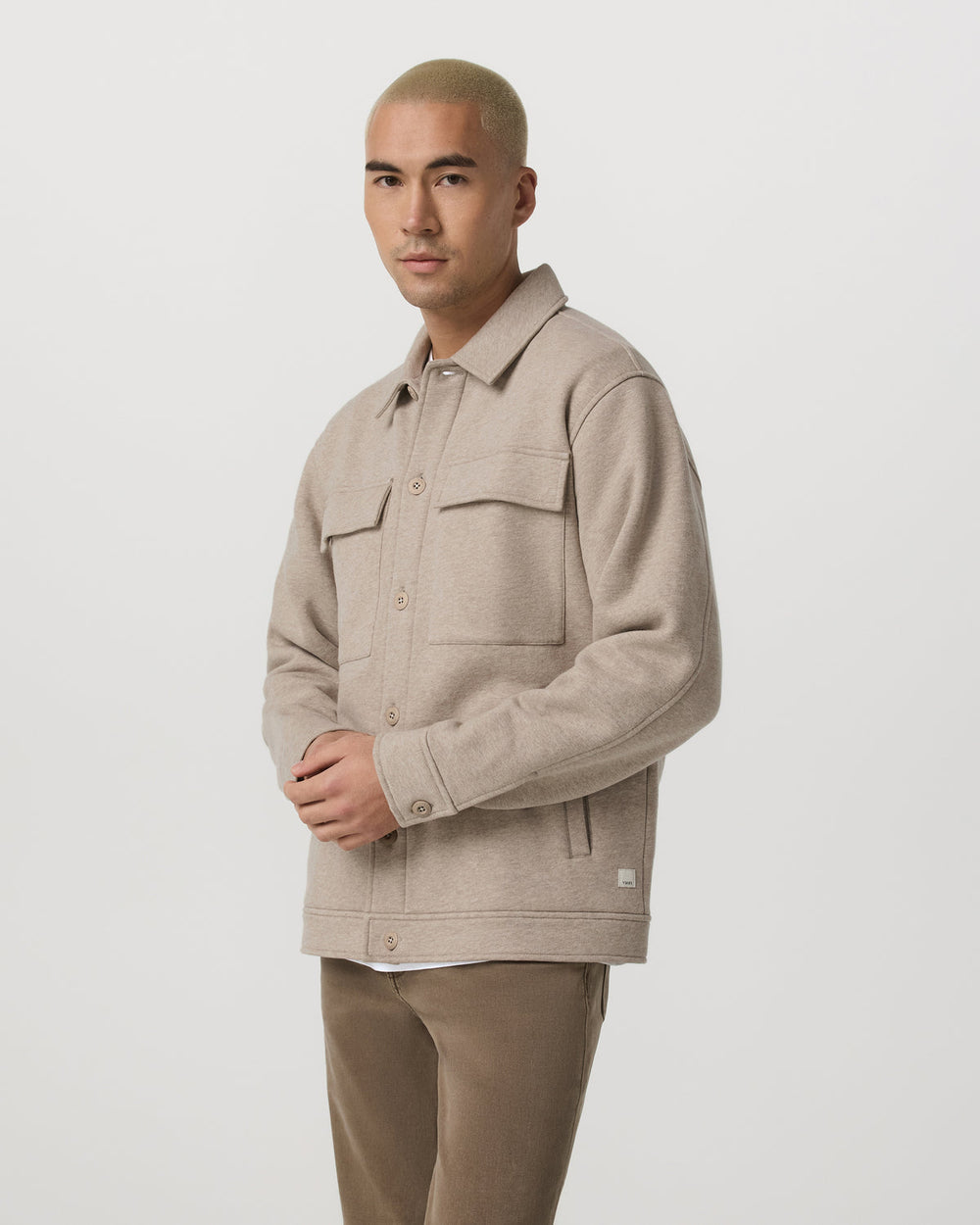 Vuori Seaside Shirt Jacket Men's Acorn Heather Fleece Jacket