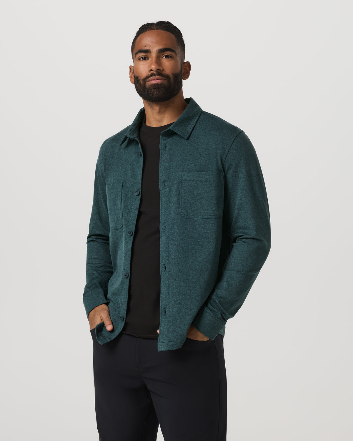 Vuori Coronado Shirt Jacket Men's Deep Sea Heather Jacket
