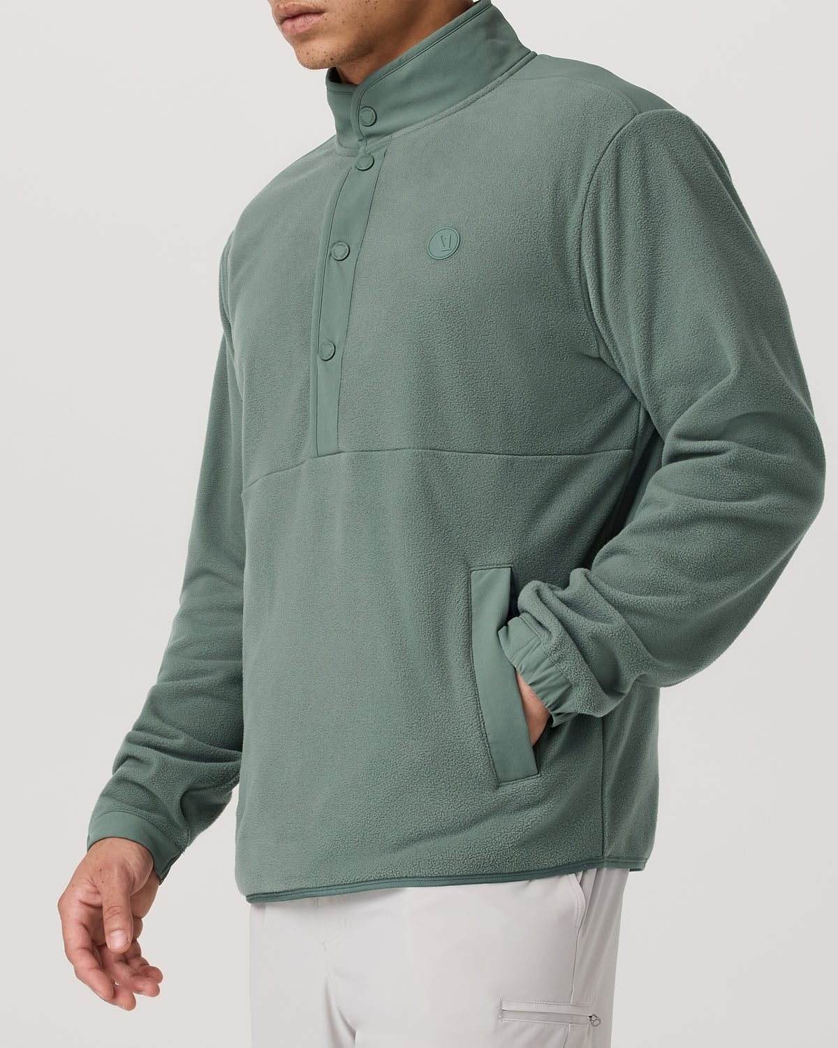 Vuori Aspen 1/2 Snap Men's Fleece Mock-Neck Pullover: Marsh