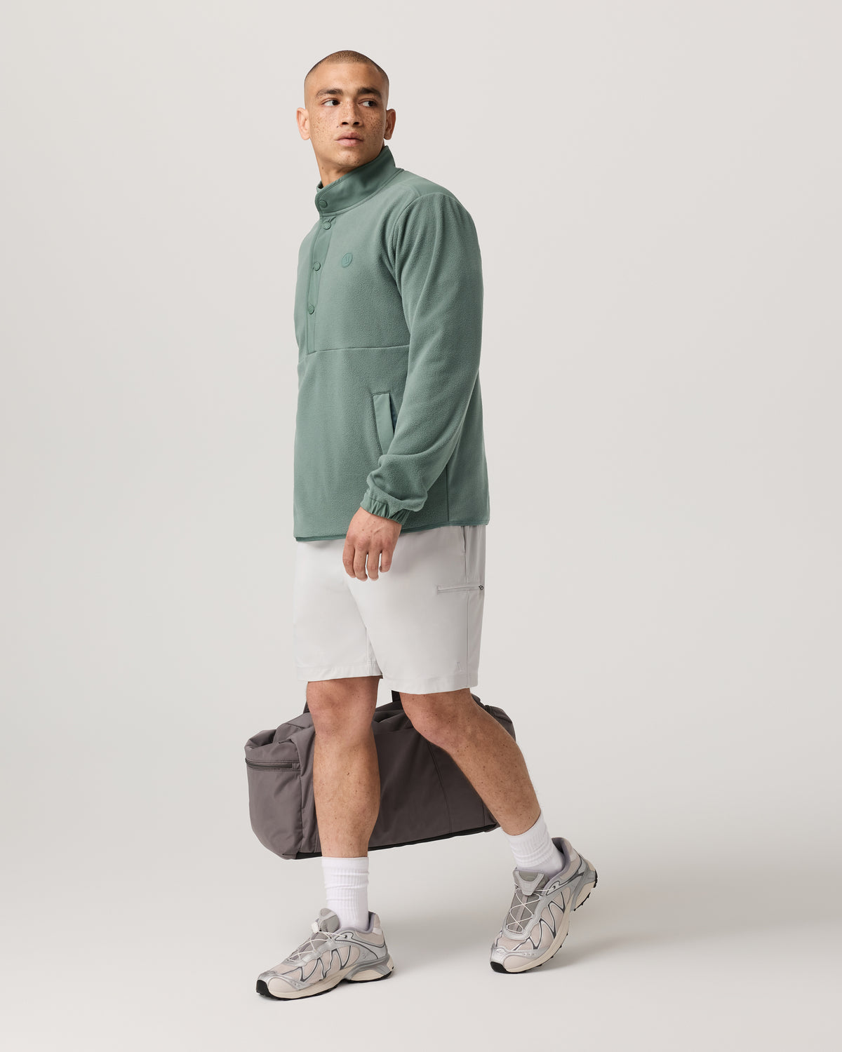 Vuori Aspen 1/2 Snap Men's Fleece Mock-Neck Pullover: Marsh