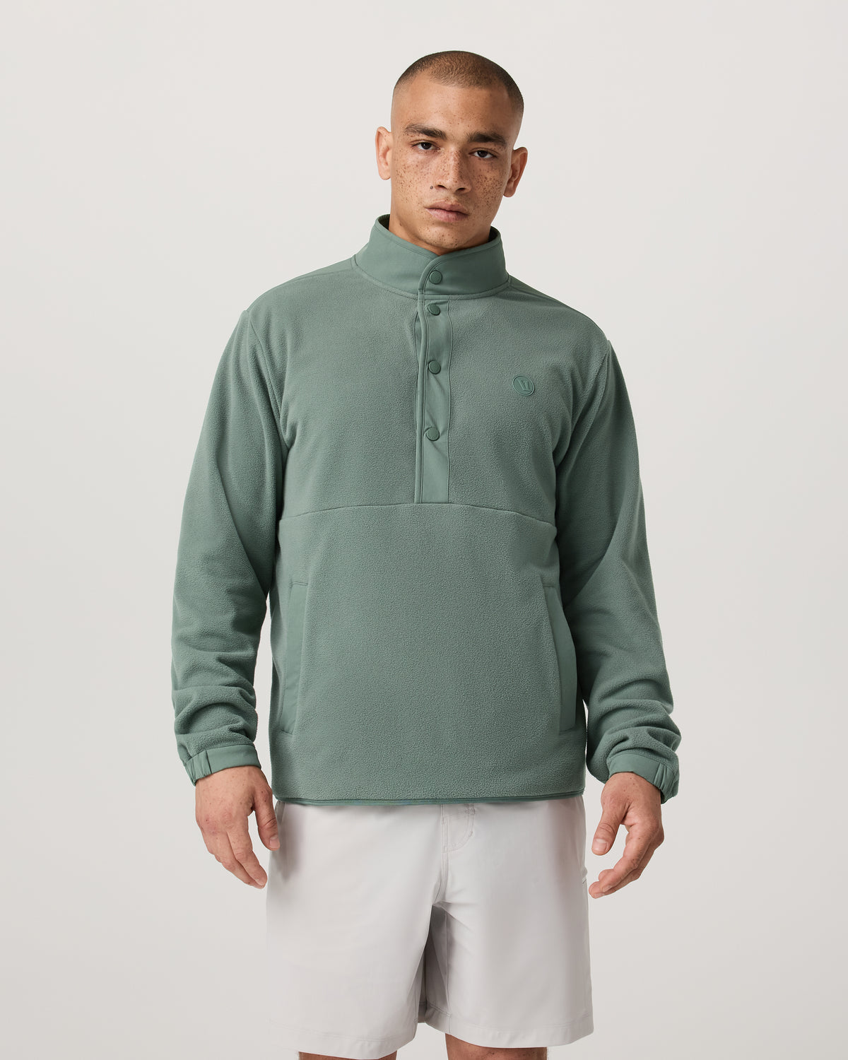 Vuori Aspen 1/2 Snap Men's Fleece Mock-Neck Pullover: Marsh