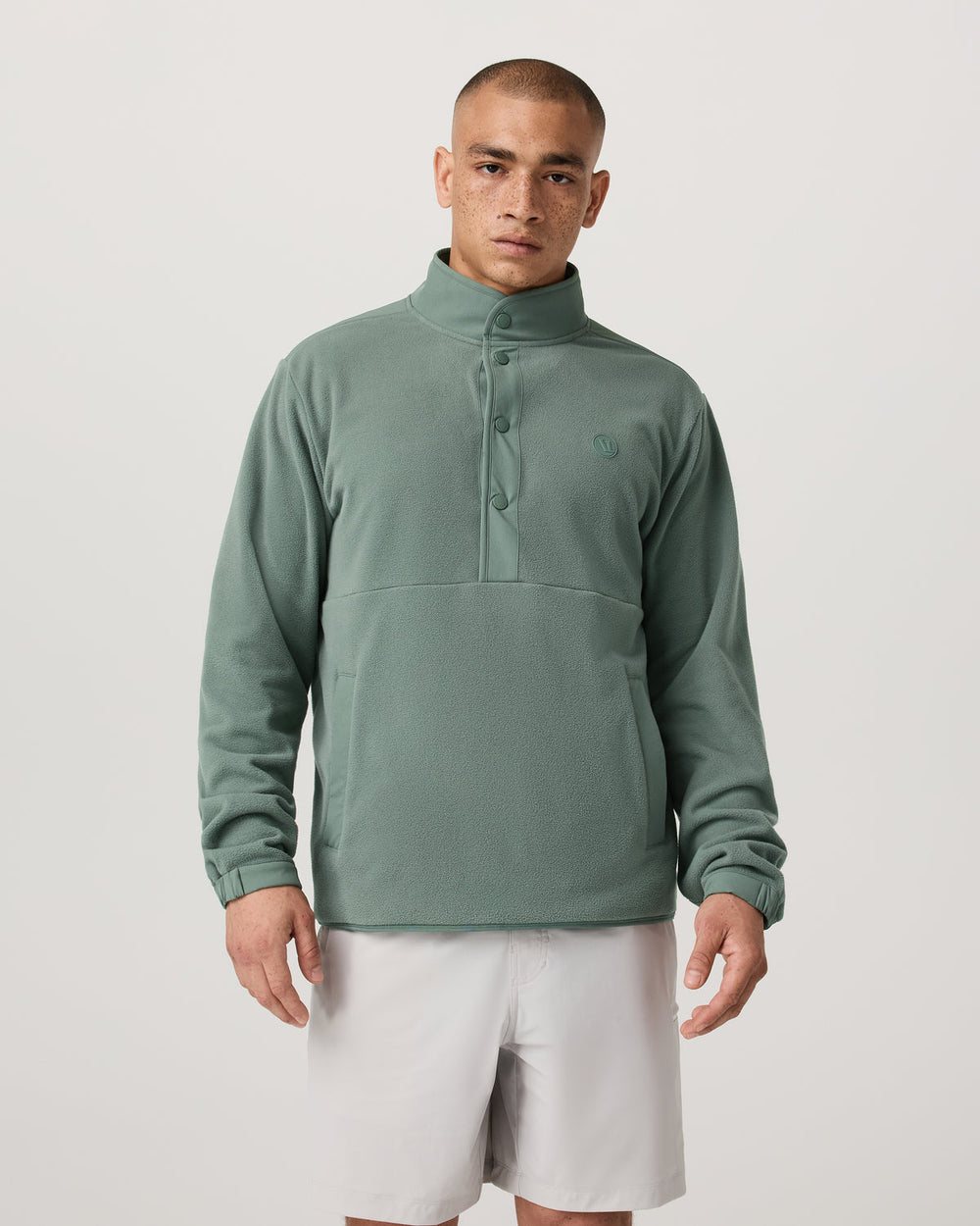 Vuori Aspen 1/2 Snap Men's Fleece Mock-Neck Pullover: Marsh