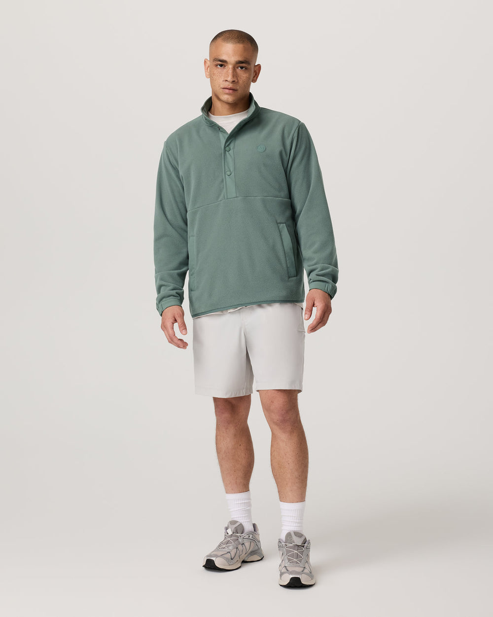 Vuori Aspen 1/2 Snap Men's Fleece Mock-Neck Pullover: Marsh