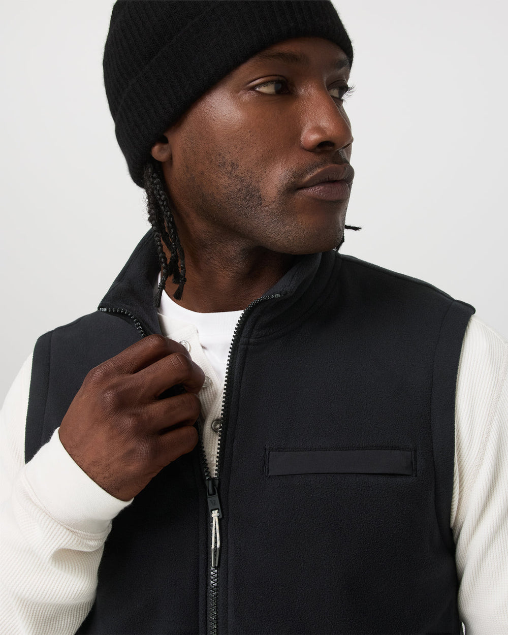 Vuori Aspen Vest Men's Black Zip-Up Fleece Vest