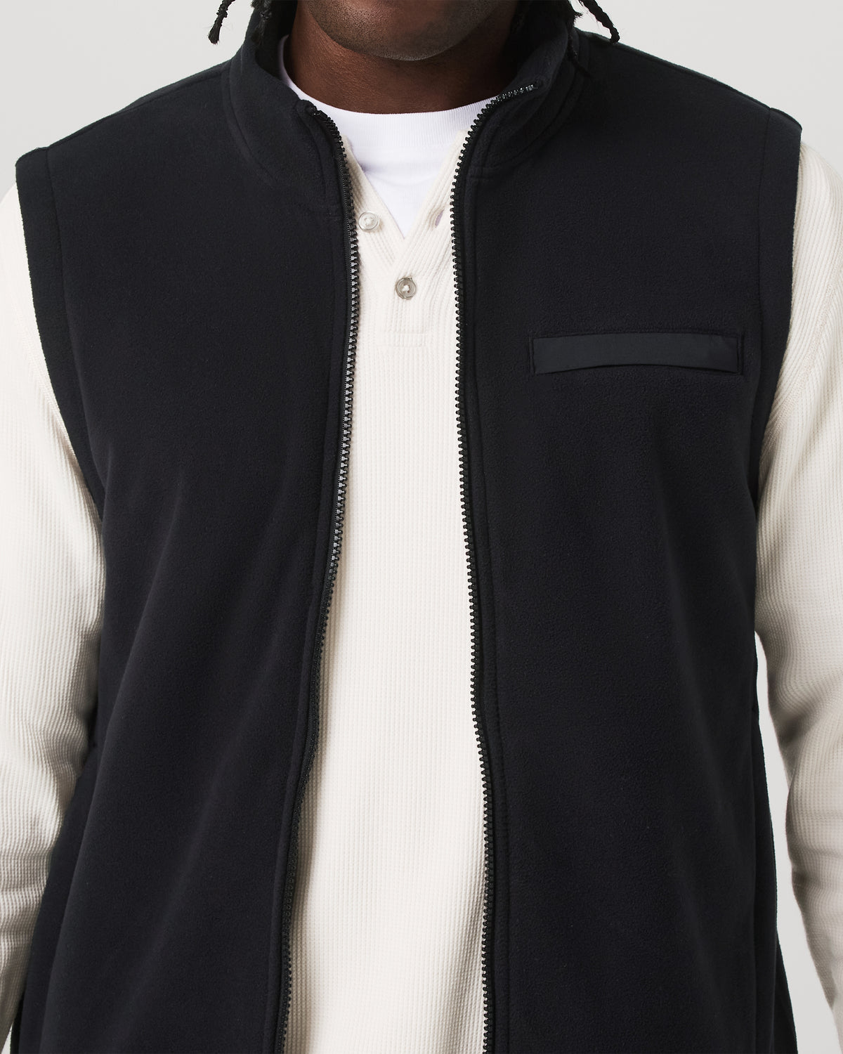 Vuori Aspen Vest Men's Black Zip-Up Fleece Vest