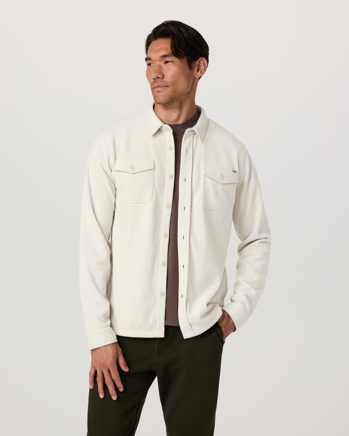 Vuori Aspen Shirt Jacket Men's Mushroom Fleece Shirt Jacket