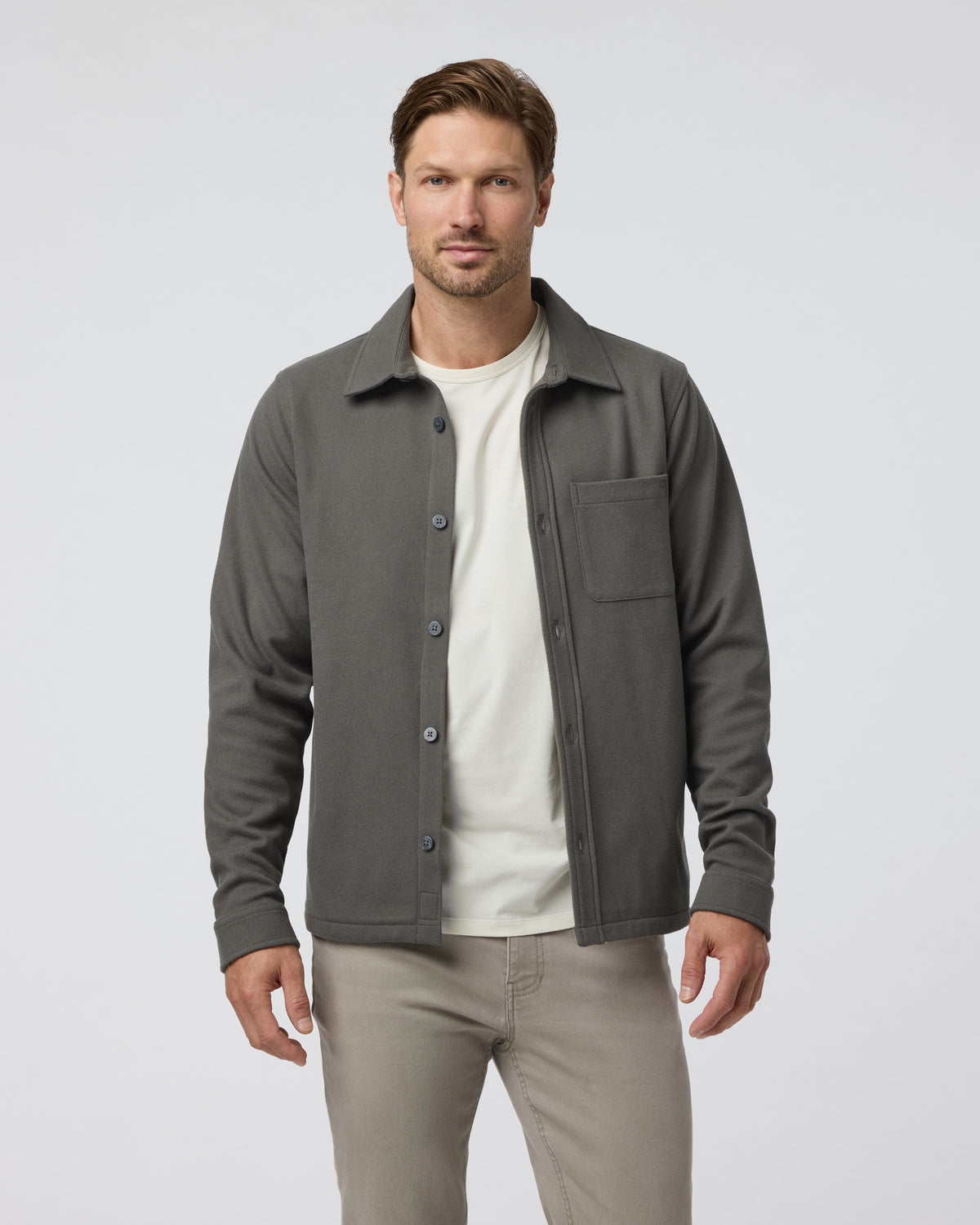 Vuori Beldon Shirt Jacket Knit Twill Oregano