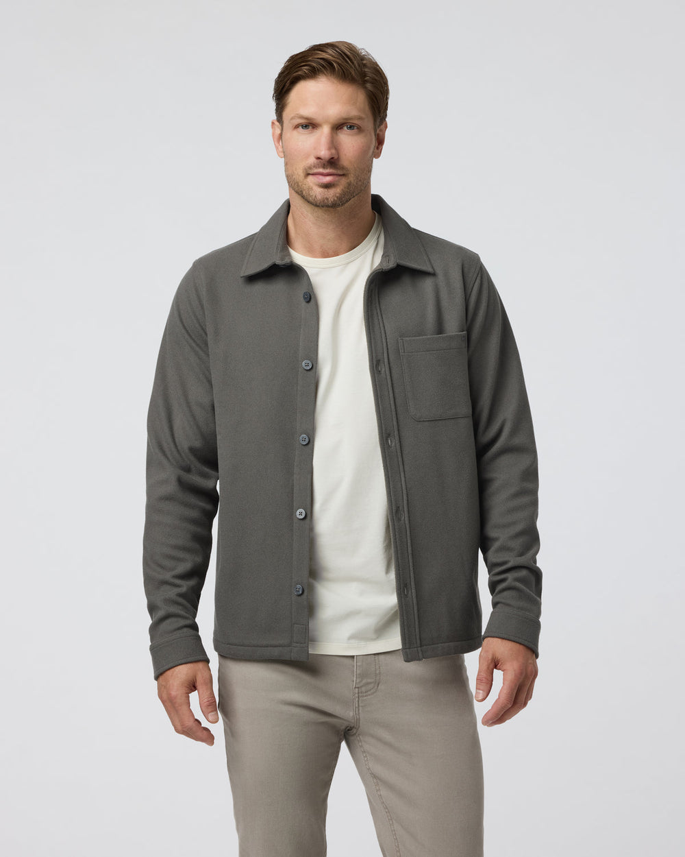 Vuori Beldon Shirt Jacket Knit Twill Oregano