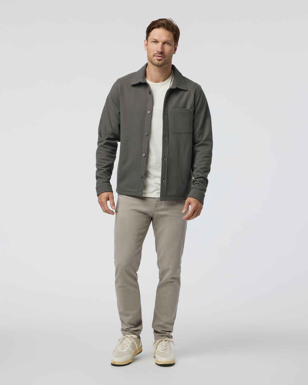 Vuori Beldon Shirt Jacket Knit Twill Oregano