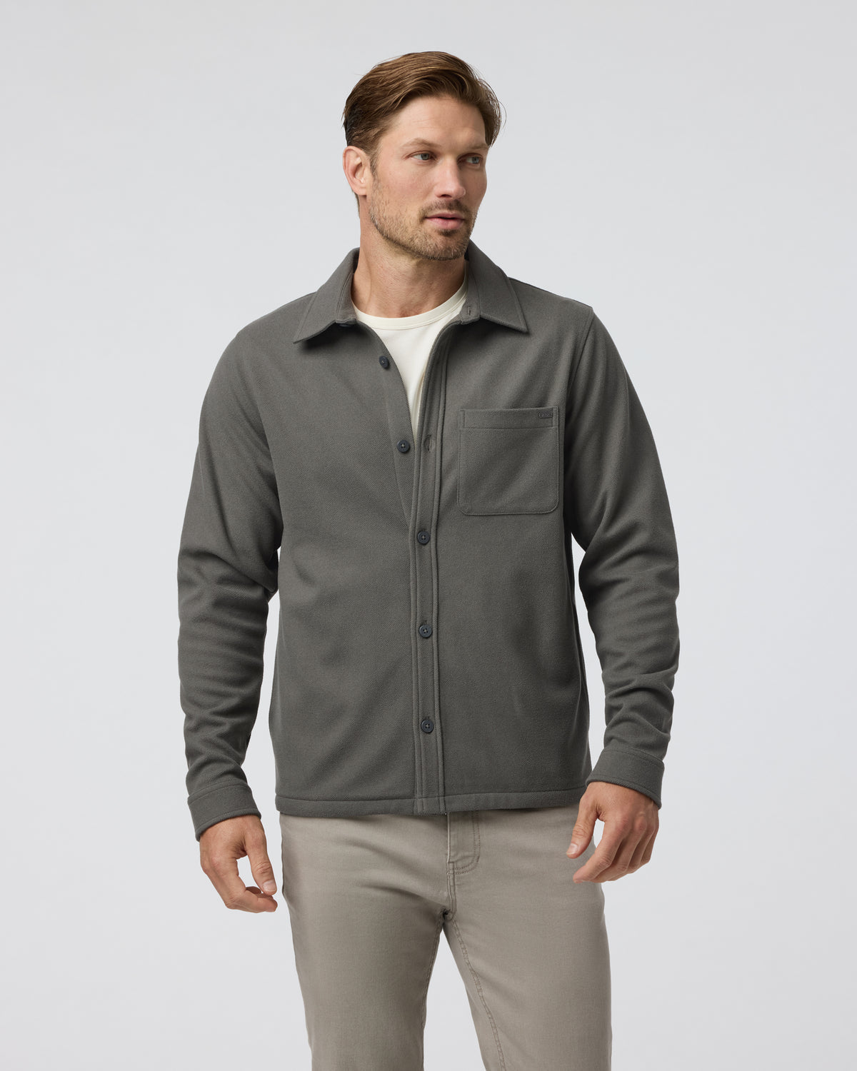Vuori Beldon Shirt Jacket Knit Twill Oregano