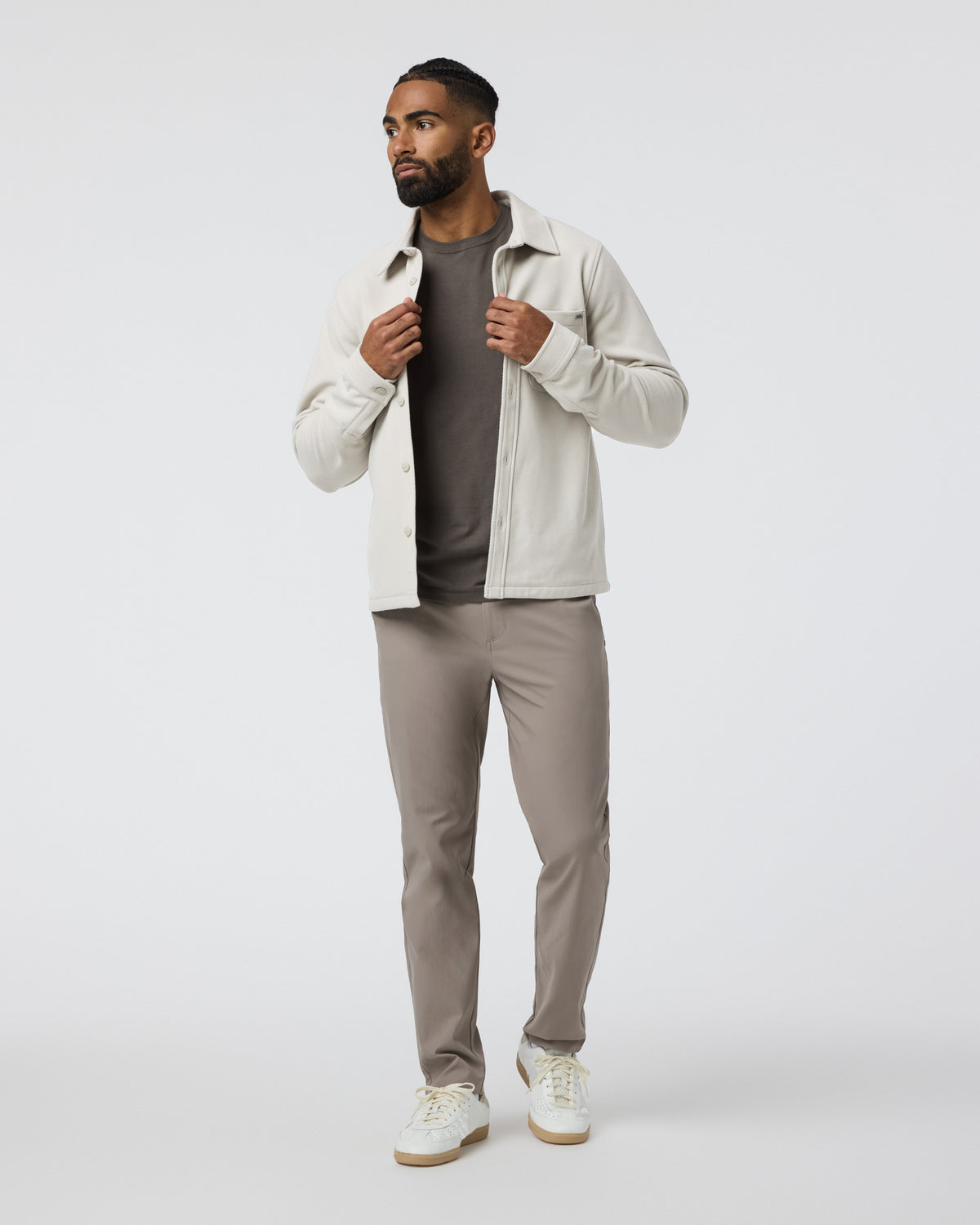 Vuori Beldon Shirt Jacket Knit Twill Oatmeal