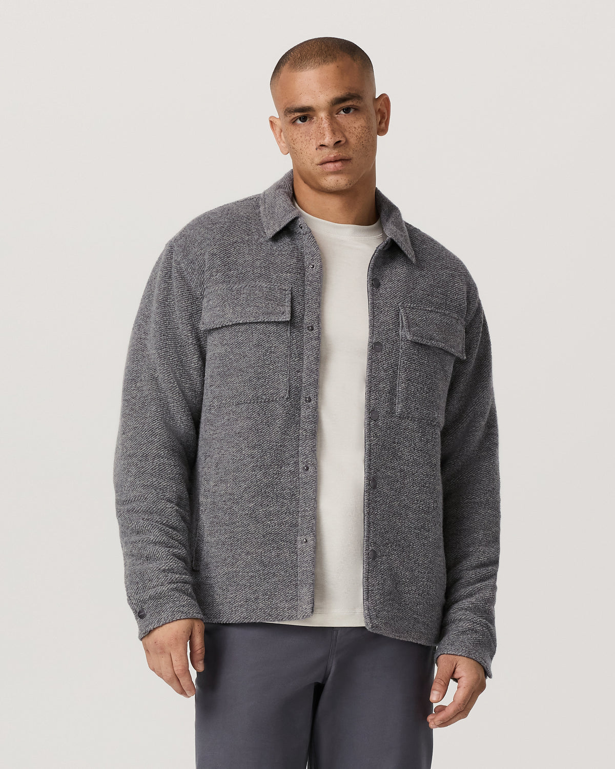 Vuori Plymouth Wool Shirt Jacket Men's Heather Grey Jacket