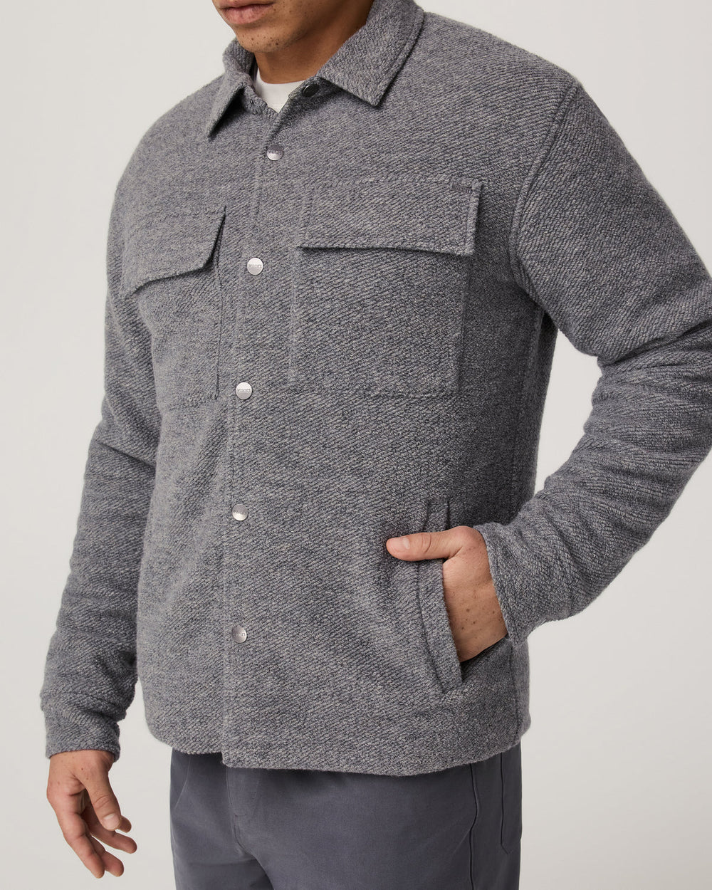 Vuori Plymouth Wool Shirt Jacket Men's Heather Grey Jacket