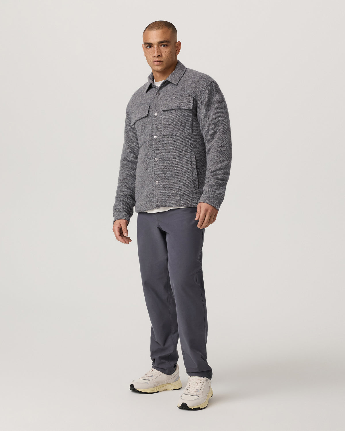 Vuori Plymouth Wool Shirt Jacket Men's Heather Grey Jacket