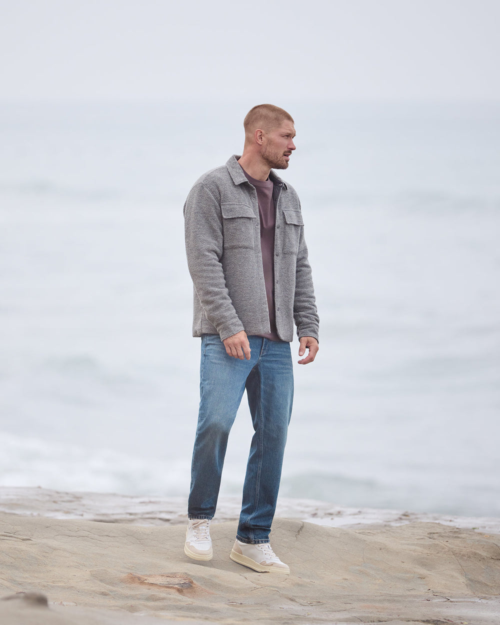 Vuori Plymouth Wool Shirt Jacket Men's Heather Grey Jacket