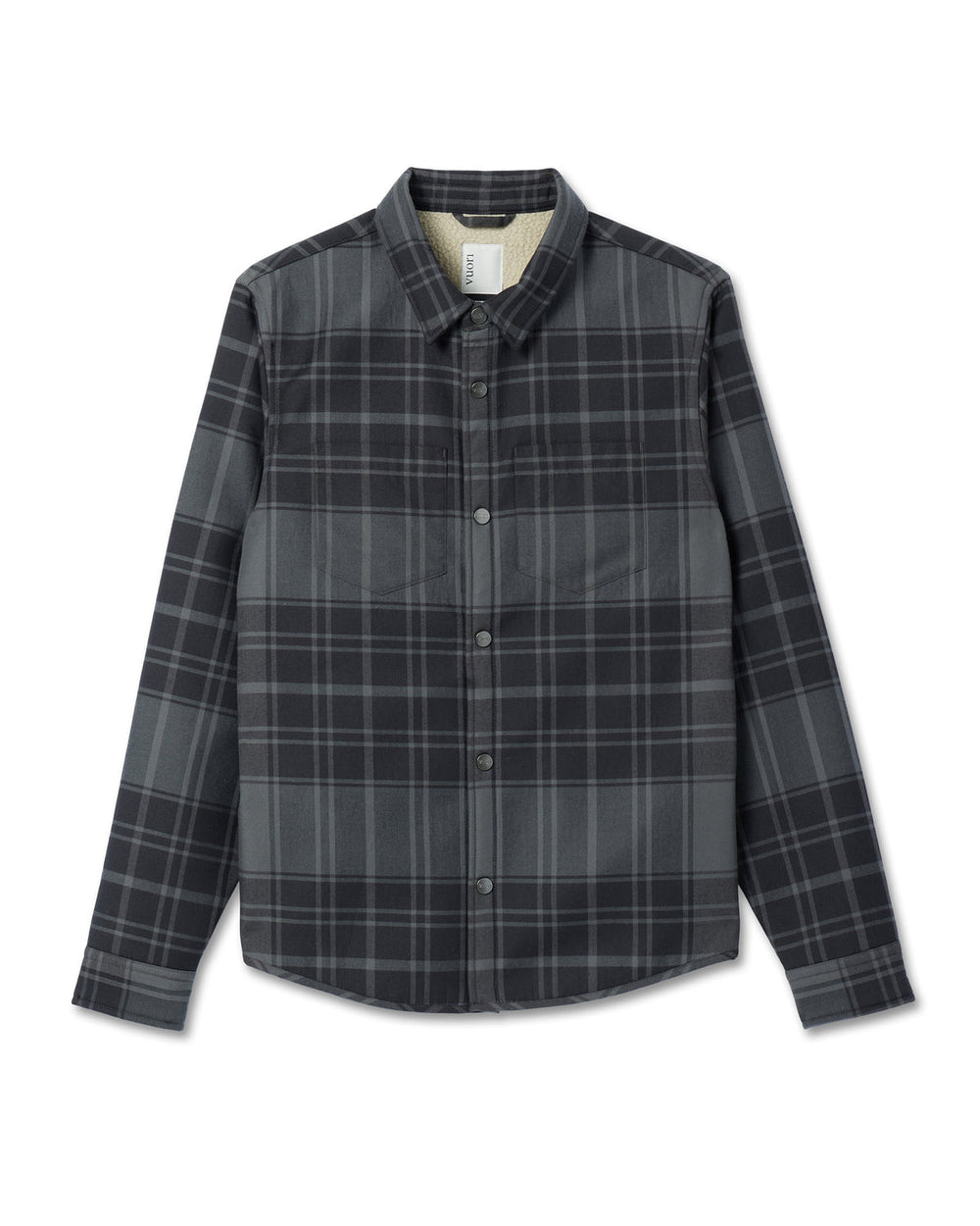 Vuori Coastside Shirt Jacket Men's Black Plaid Shirt
