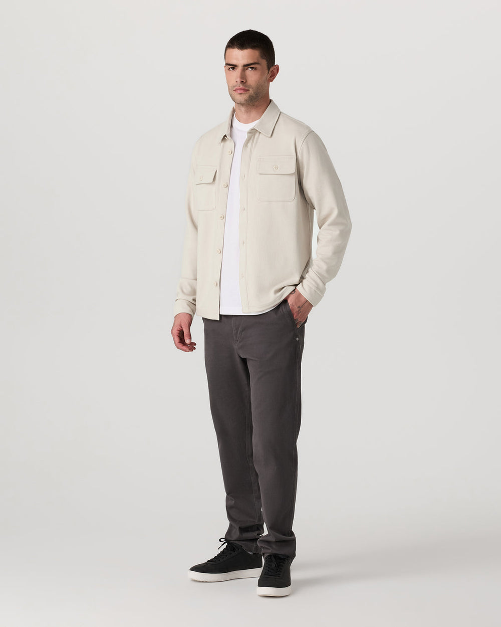 Vuori Waffle Shirt Jacket Men's Mushroom Waffle Knit Top