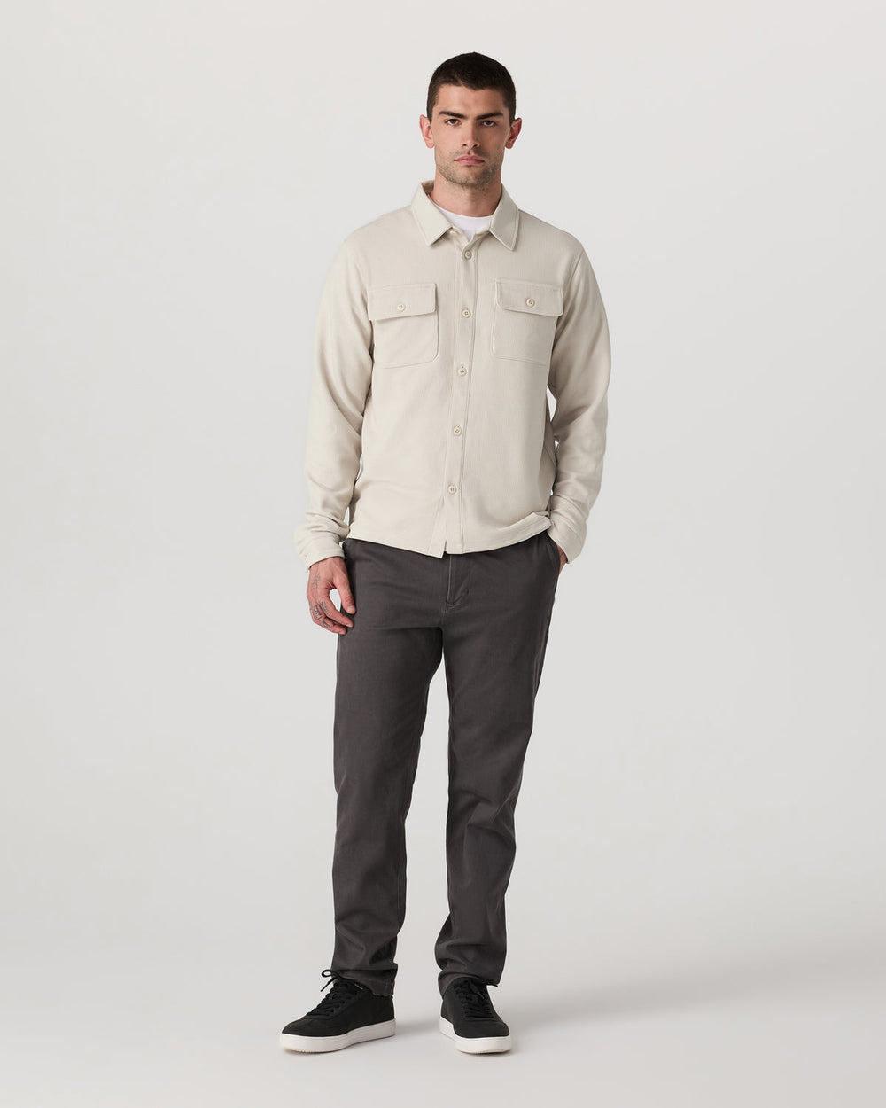 Vuori Waffle Shirt Jacket Men's Mushroom Waffle Knit Top