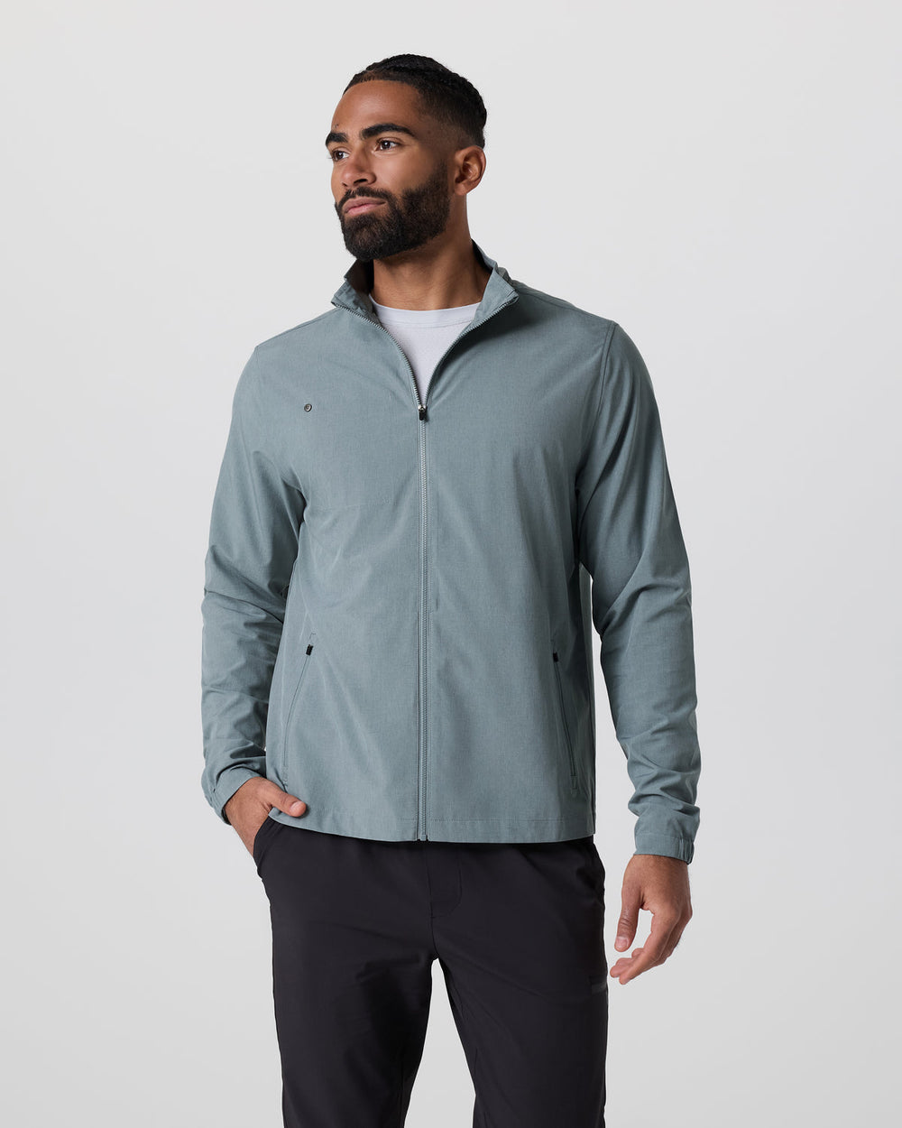 Vuori Venture Track Jacket Dusty Blue Linen Texture
