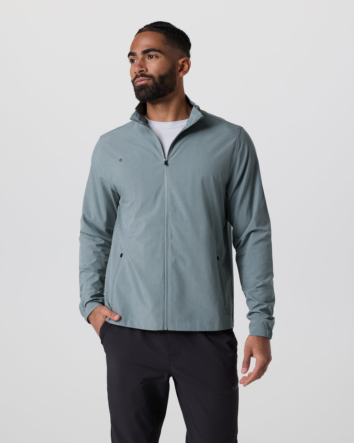 Vuori Venture Track Jacket Dusty Blue Linen Texture