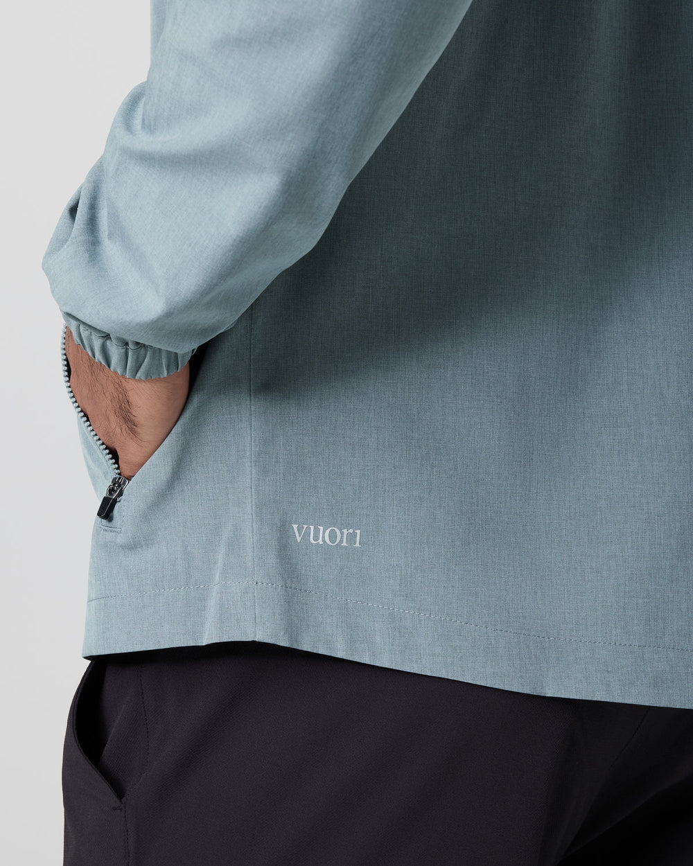 Vuori Venture Track Jacket Dusty Blue Linen Texture