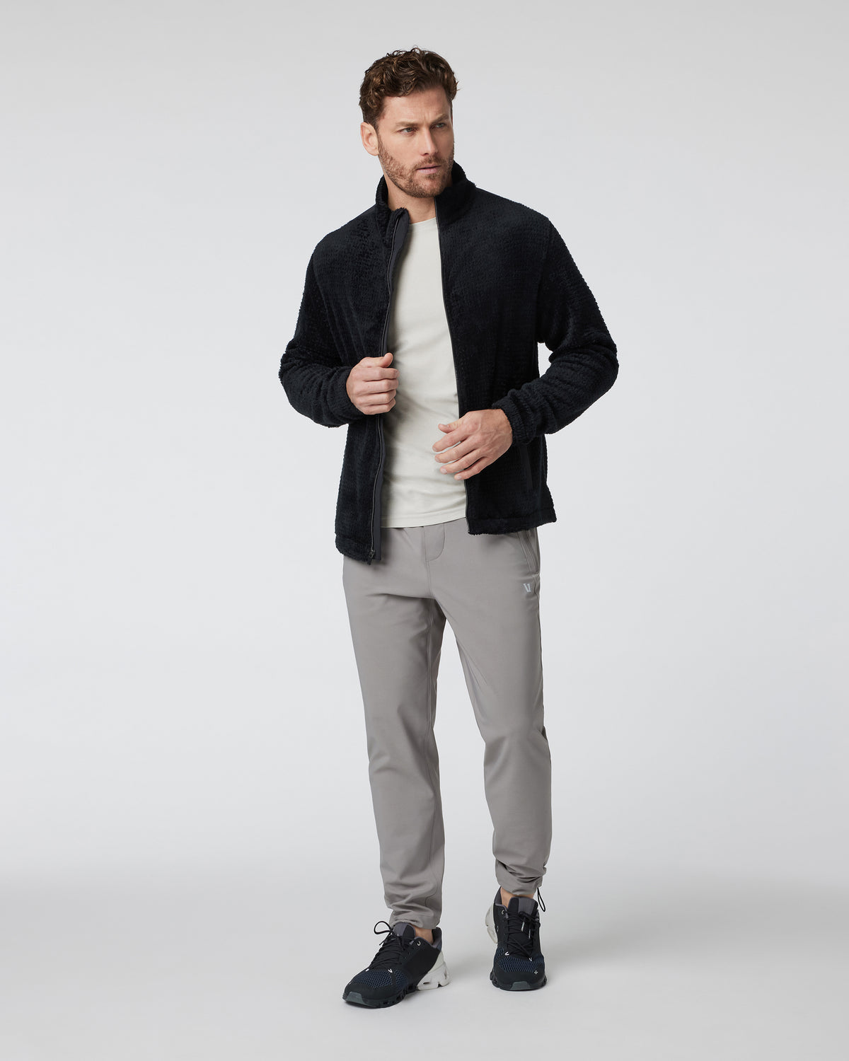 Vuori Fairfield Full Zip Jacket Men's Black Fleece Jacket