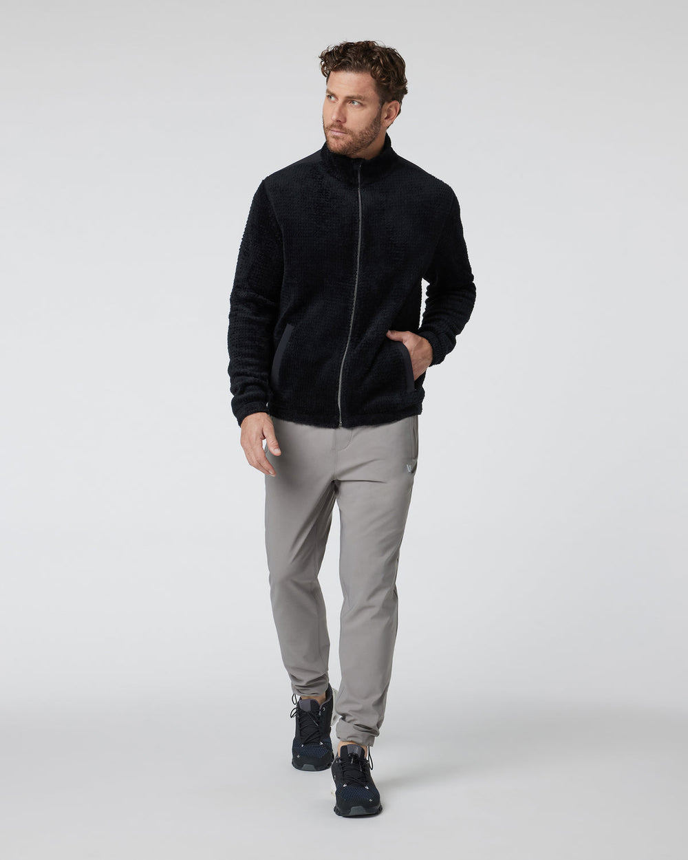 Vuori Fairfield Full Zip Jacket Men's Black Fleece Jacket
