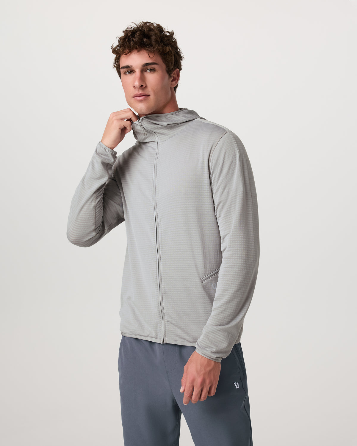 Vuori Powergrid Full Zip Jacket 2.0 Men's Sea Fog Fleece Jacket