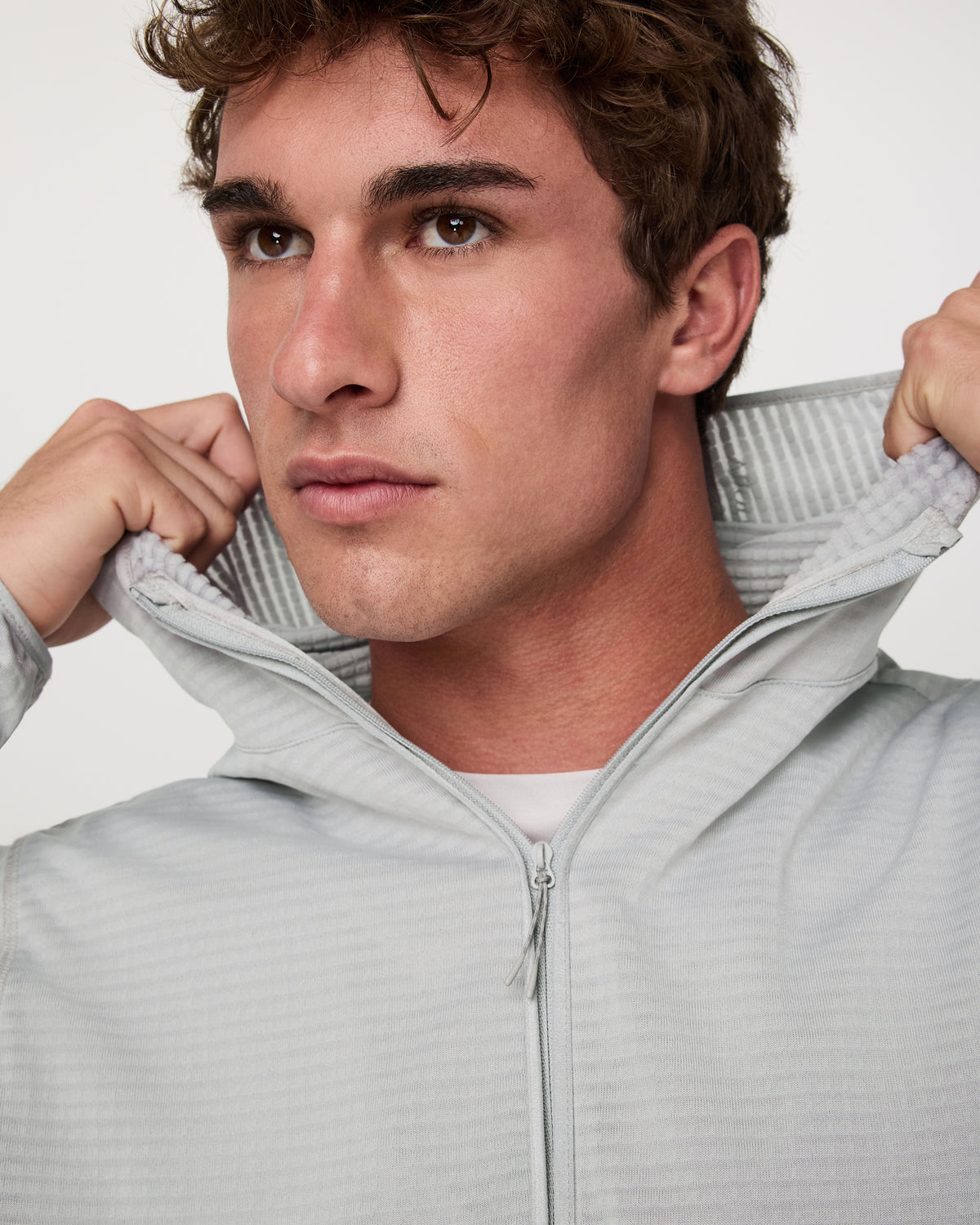 Vuori Powergrid Full Zip Jacket 2.0 Men's Sea Fog Fleece Jacket