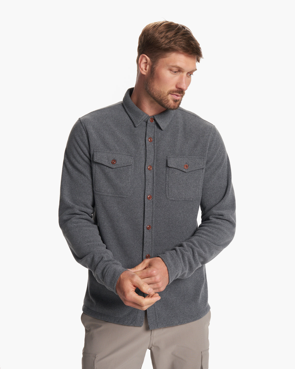 Vuori Aspen Shirt Jacket Men's Heather Grey Shirt Jacket