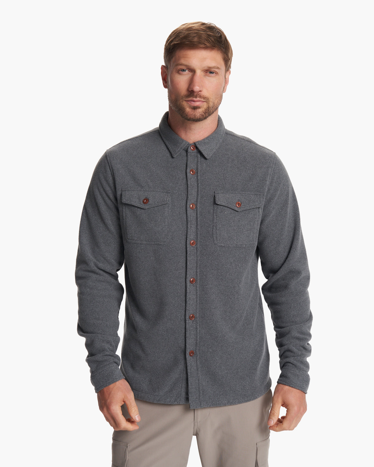Vuori Aspen Shirt Jacket Men's Heather Grey Shirt Jacket