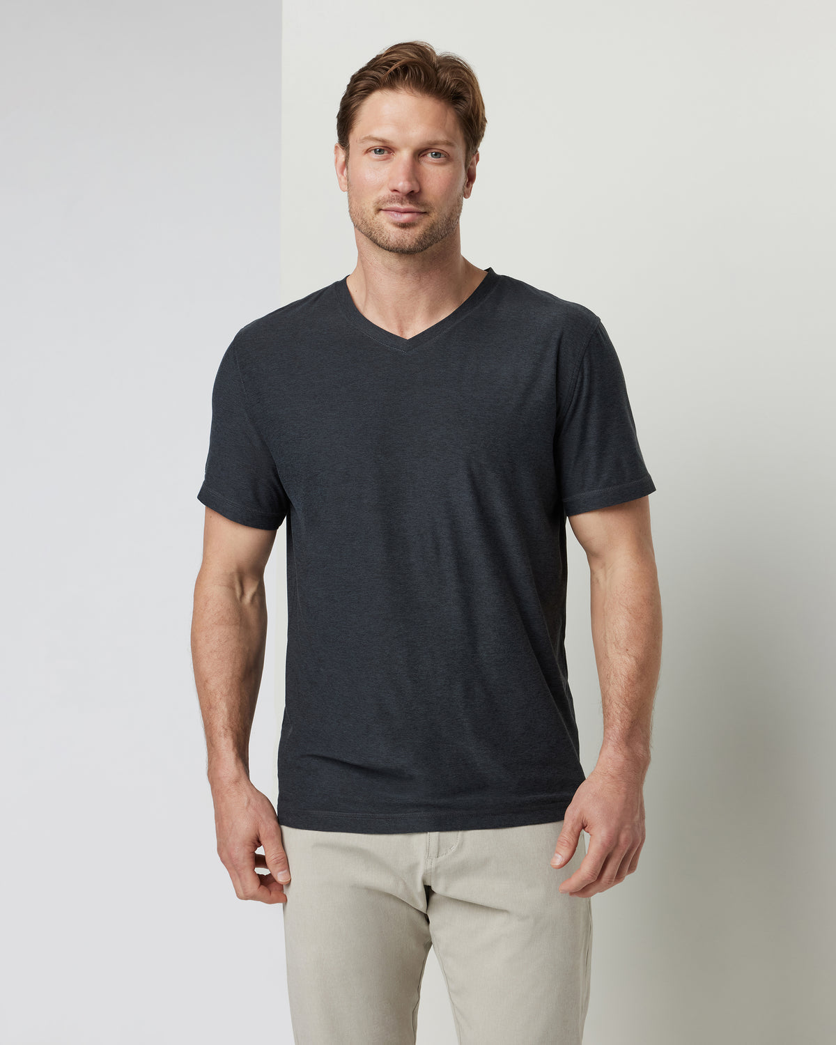 Vuori Strato Tech V-Neck Charcoal V-Neck Workout Shirt