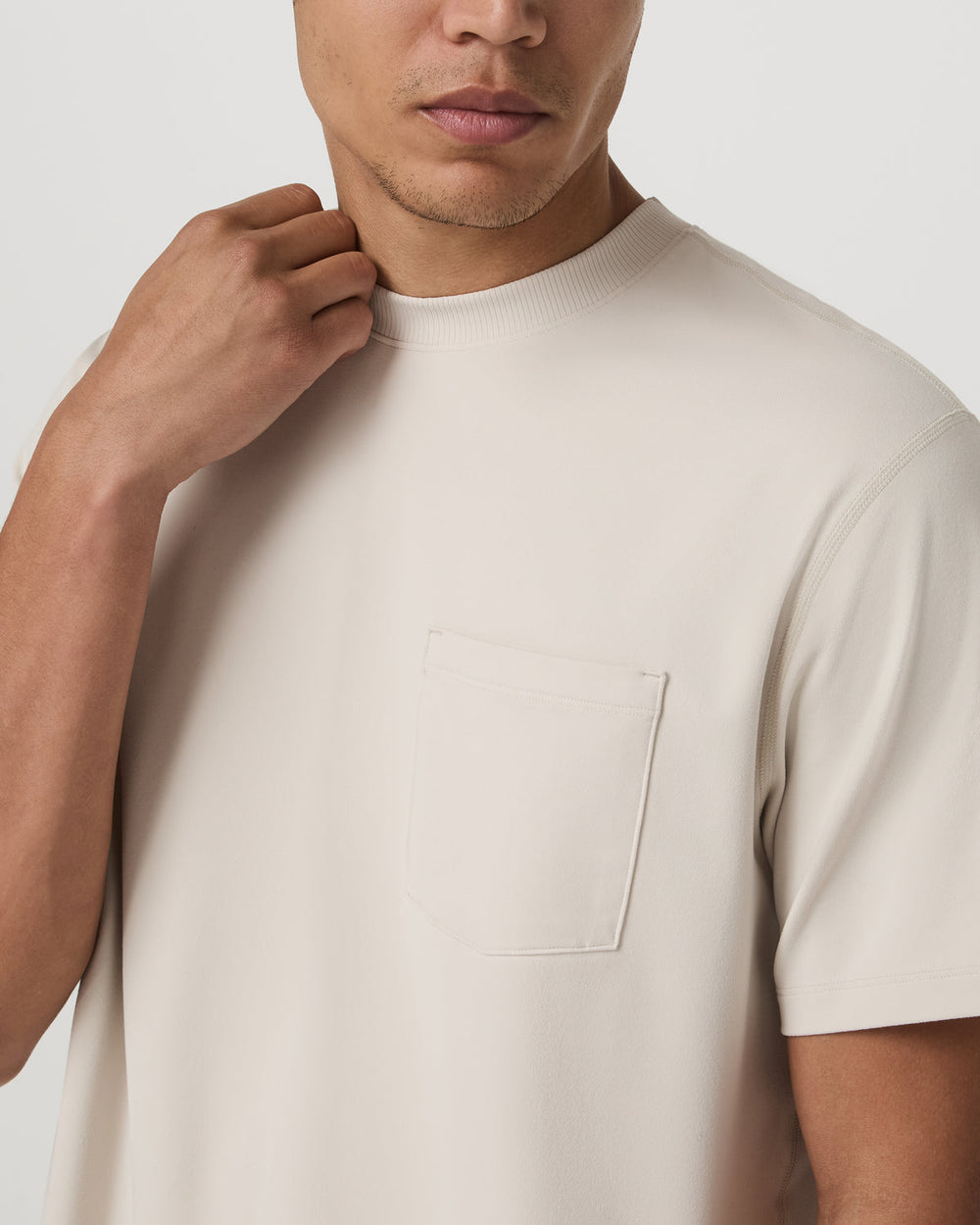 Vuori Men's Short Sleeve Ponto Pocket Tee - Relaxed Fit Bone