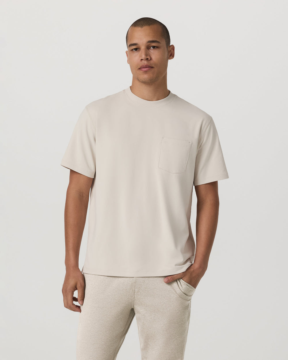 Vuori Men's Short Sleeve Ponto Pocket Tee - Relaxed Fit Bone
