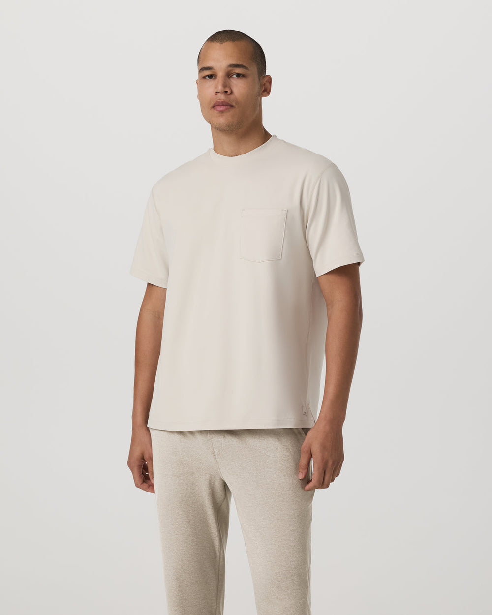 Vuori Men's Short Sleeve Ponto Pocket Tee - Relaxed Fit Bone