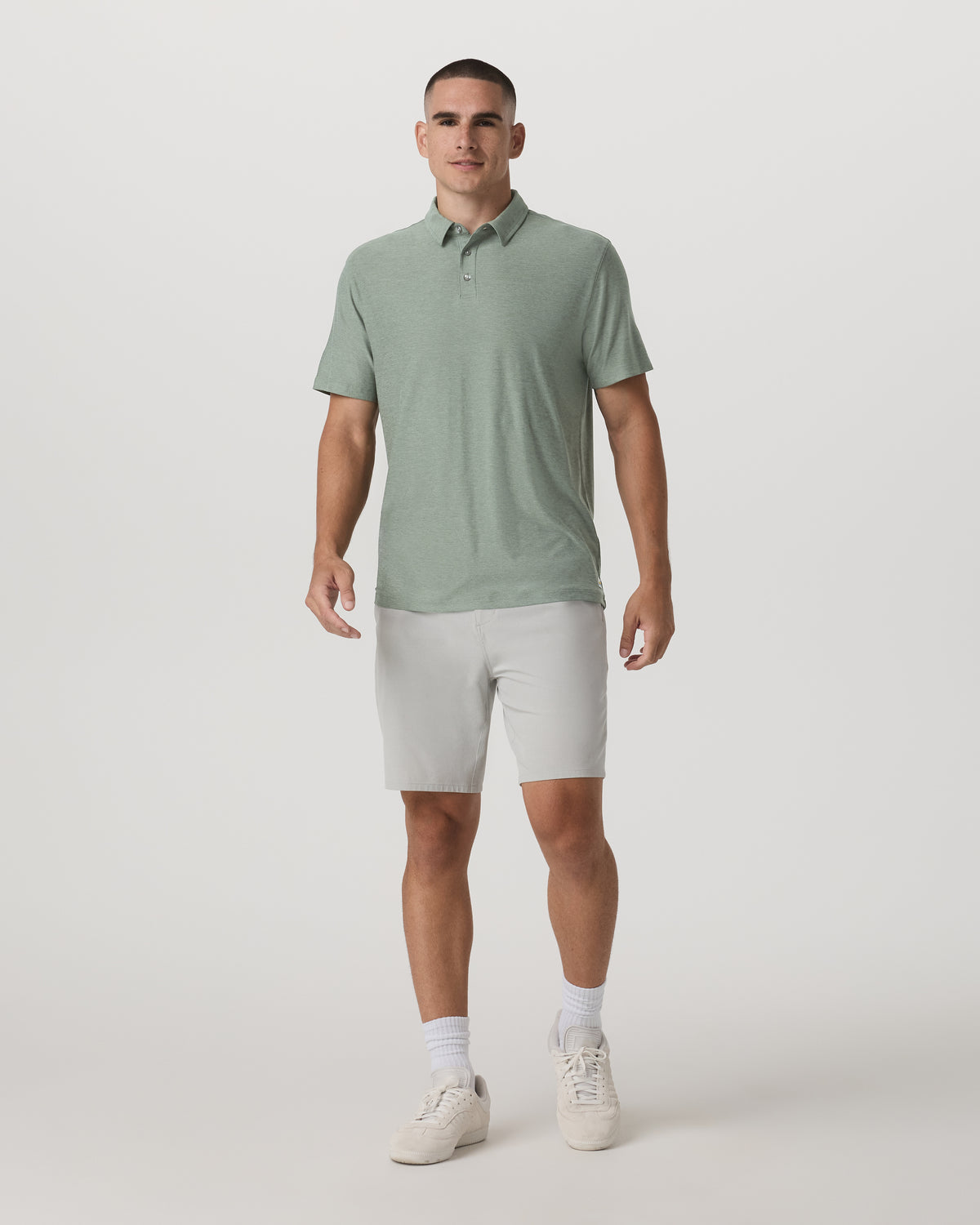 Vuori Strato Tech Polo Men's Thyme Heather Performance Shirt