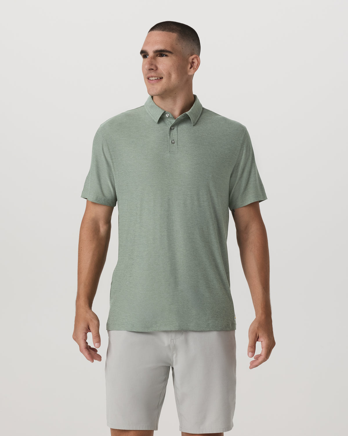 Vuori Strato Tech Polo Men's Thyme Heather Performance Shirt