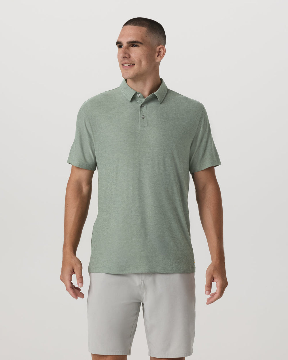 Vuori Strato Tech Polo Men's Thyme Heather Performance Shirt