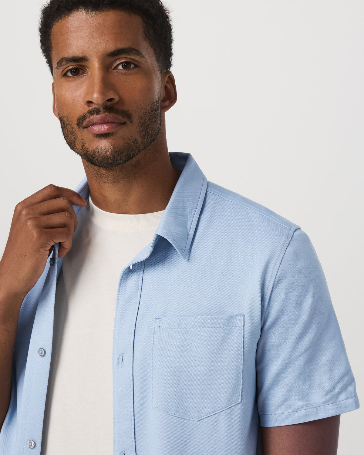 Vuori Short Sleeve Knit Oxford Button Down - Classic Fit Blue