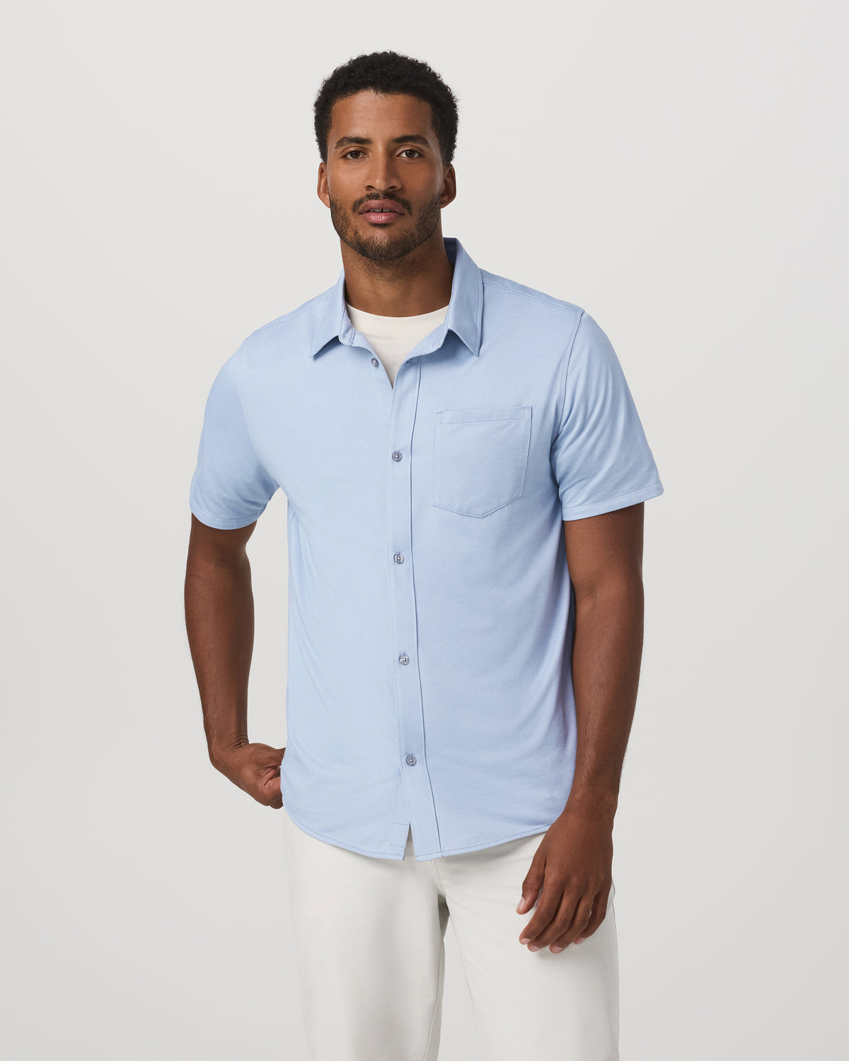 Vuori Short Sleeve Knit Oxford Button Down - Classic Fit Blue