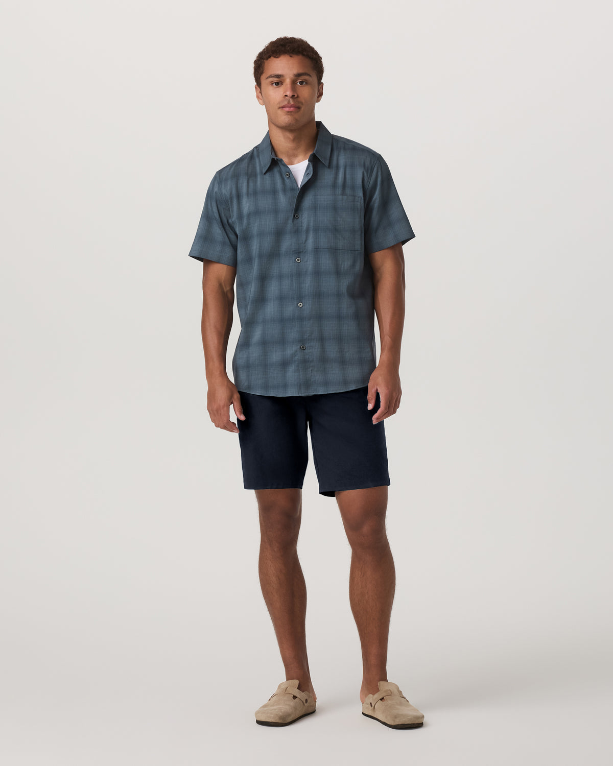 Vuori Short Sleeve Plaid Button Down Shirt Men's Abyss Shirt