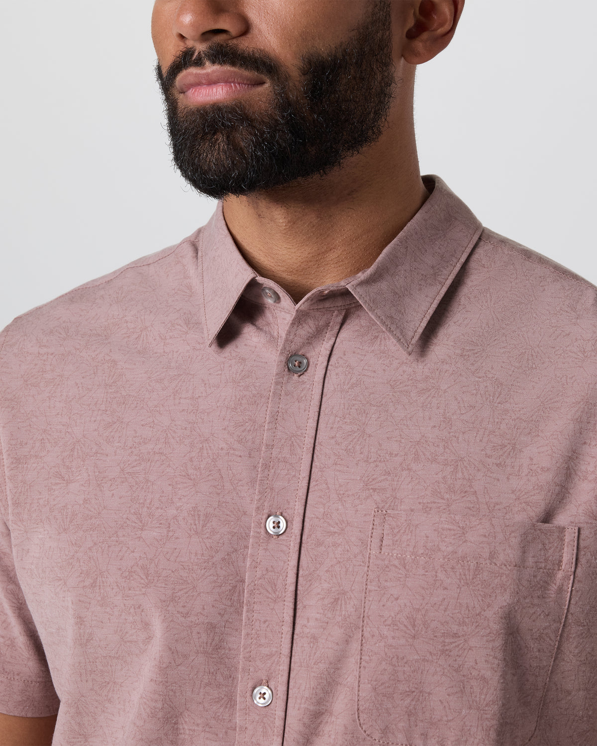 Vuori Short Sleeve Bridge Button Down Zion Rose Water Lily