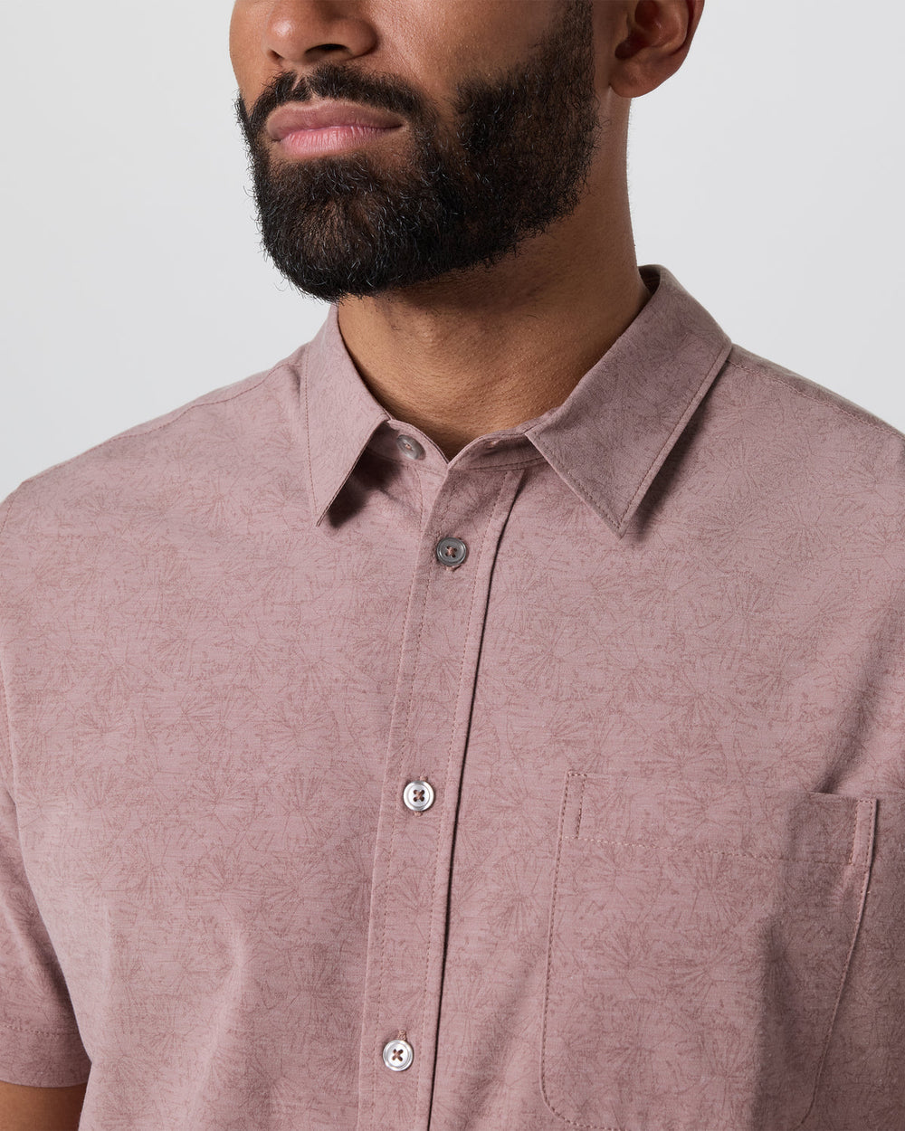 Vuori Short Sleeve Bridge Button Down Zion Rose Water Lily