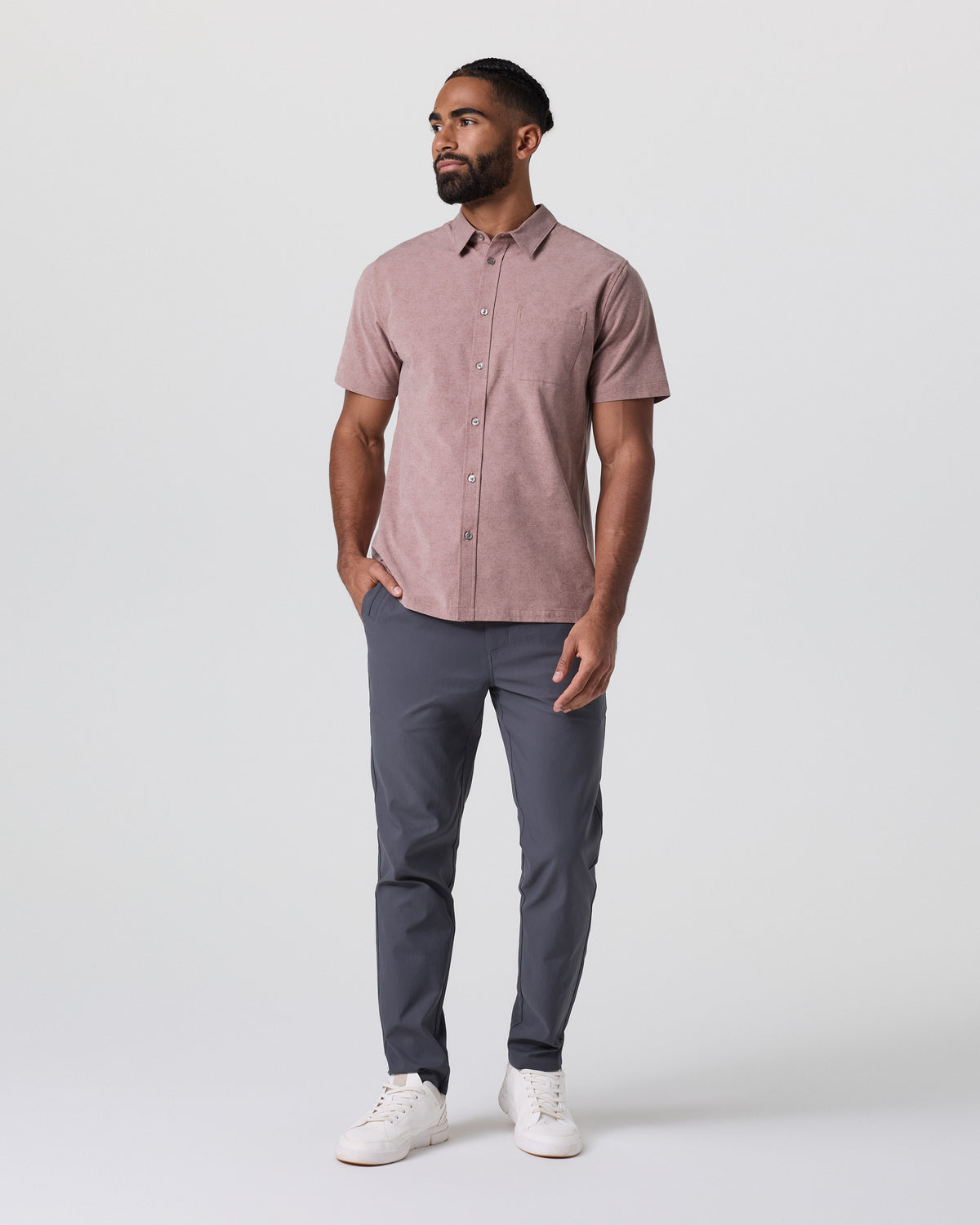 Vuori Short Sleeve Bridge Button Down Zion Rose Water Lily
